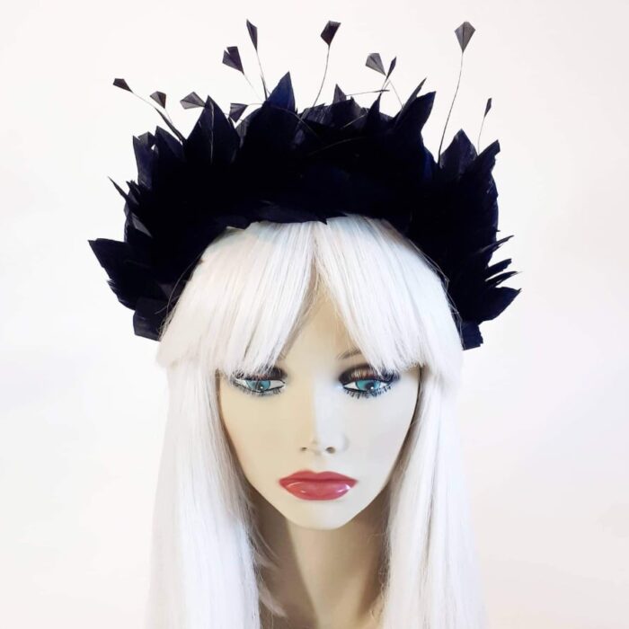 feather crown in classic black for the races