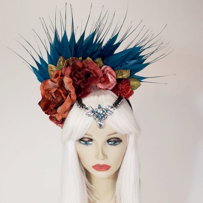 a divine feather and flower fascinator to wear to the races