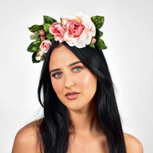 a beautiful velvet rose and flower headband for the races