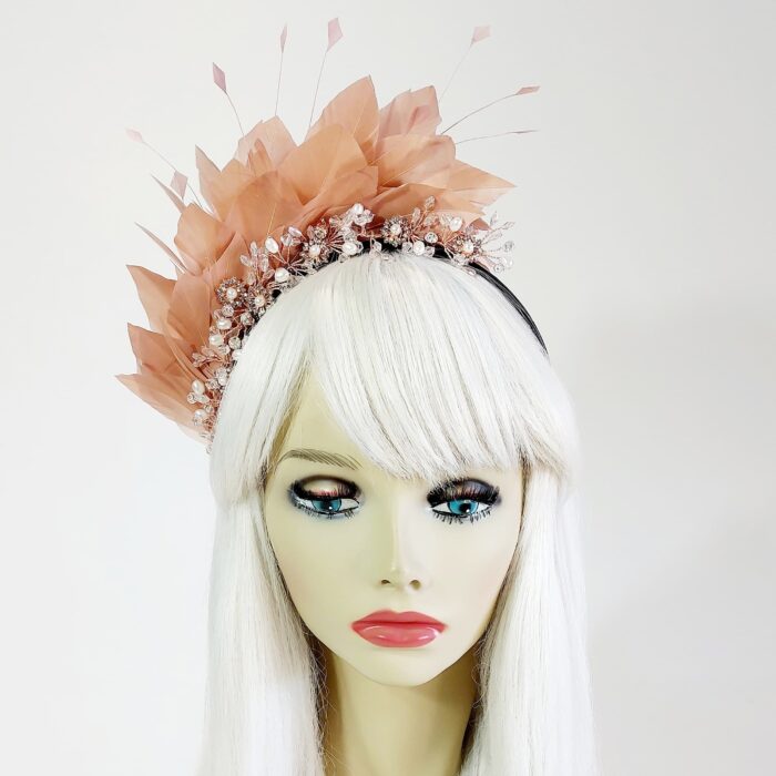 beautiful jewelled feather headpiece for the races