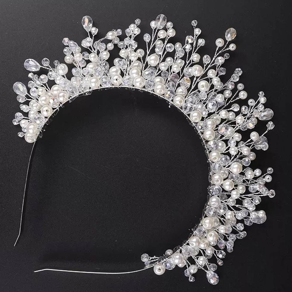 stunning pearl and crystal headpiece for the races and weddings