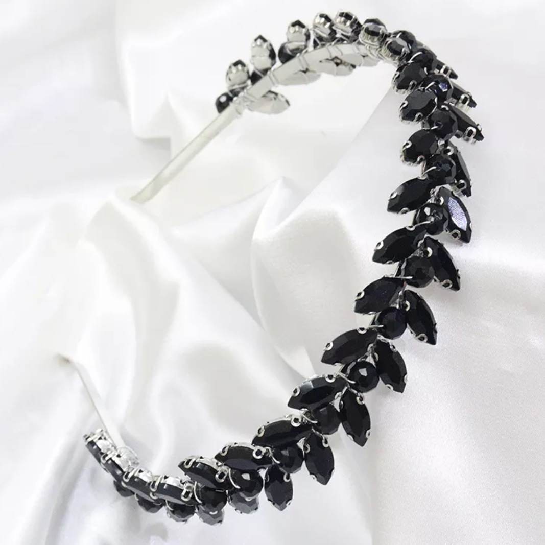 vintage style black crystal headband for the races formal and special event