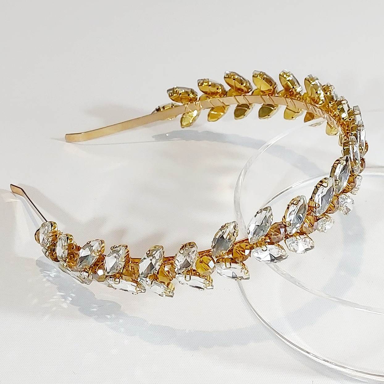 a gorgeous vintage style crystal and gold headband