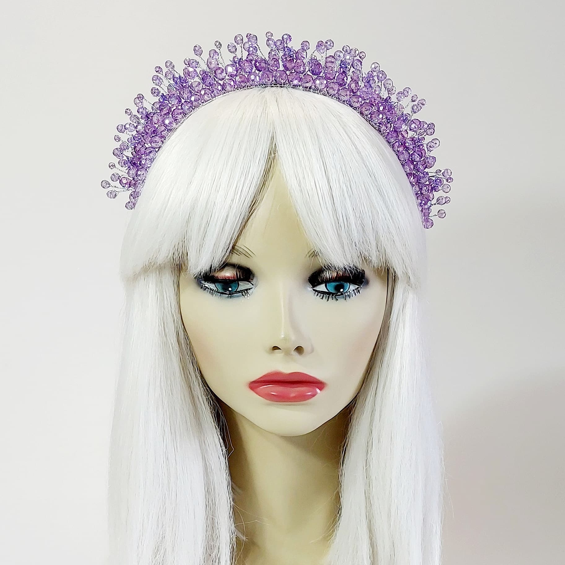 petite vintage style lilac purple crystal headpiece for the races