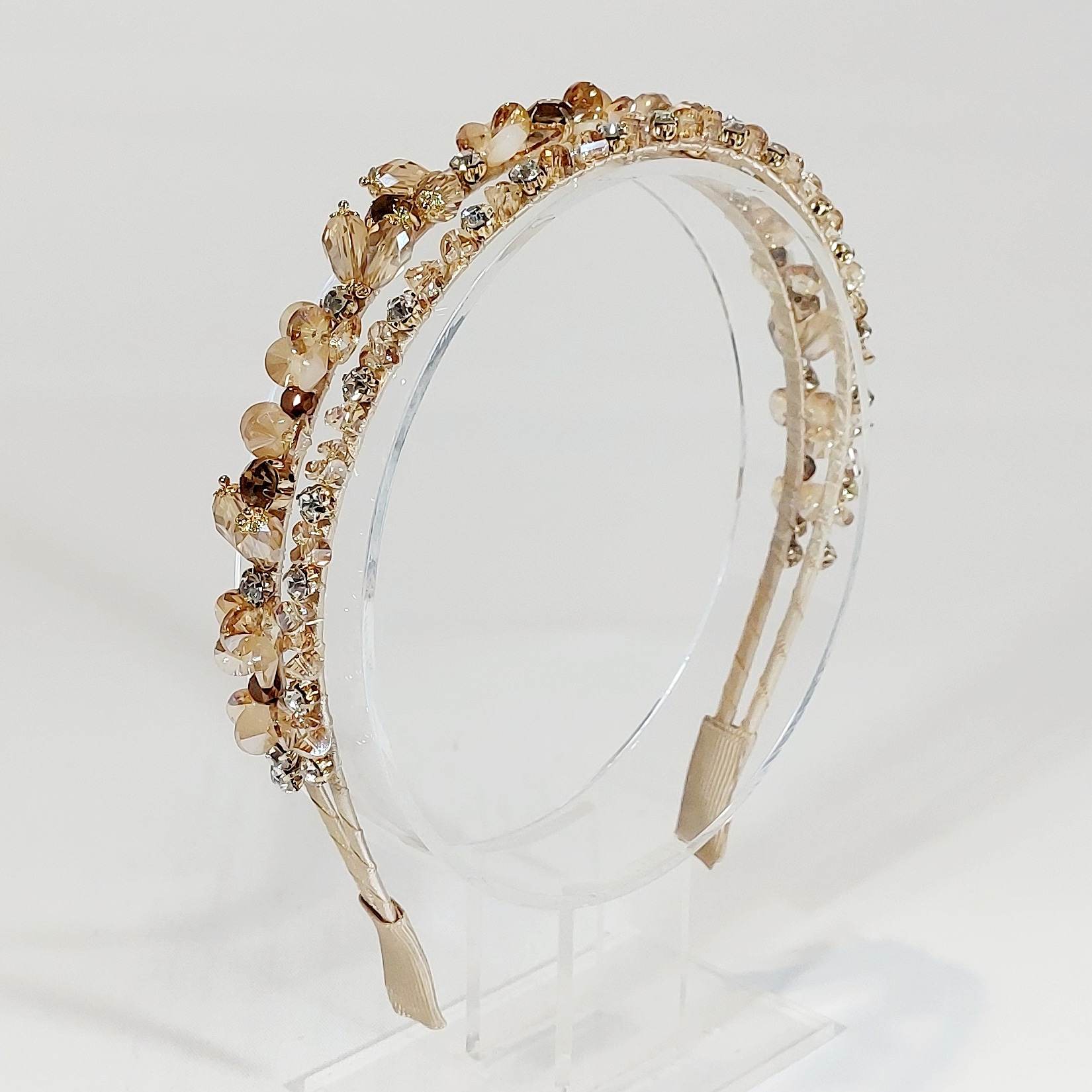 champagne crystal headpiece for the races and weddings from the divalicious candyland collection