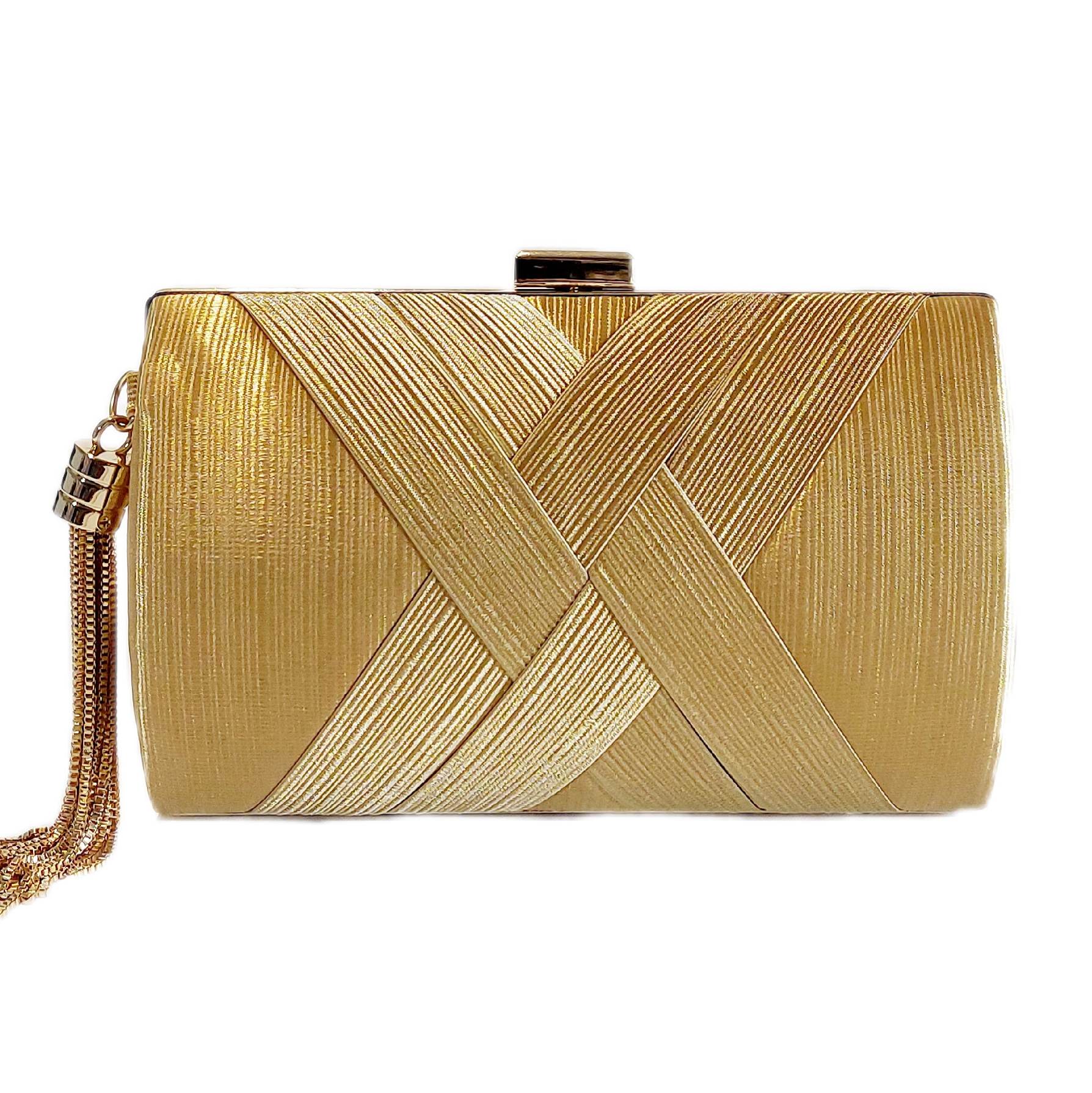 a stunning gold satin clutch for a glamorous evening