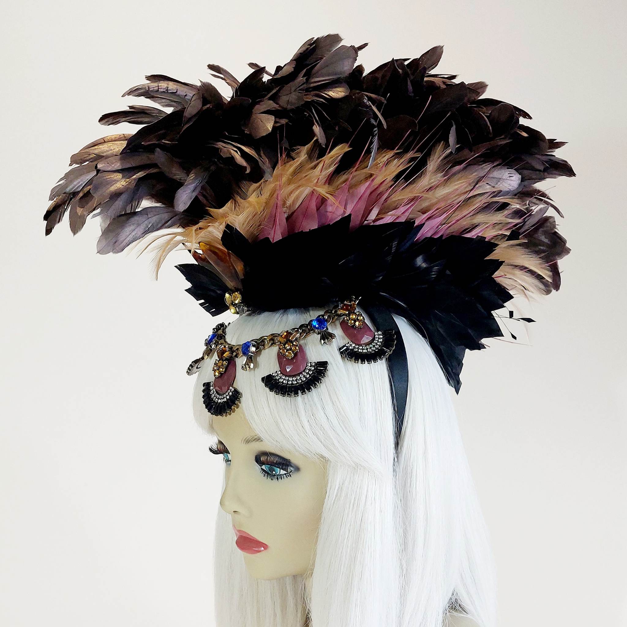 a cool feather mohawk to wear to festivals or met gala themed party