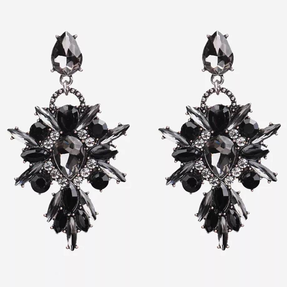 stunning black crystal drop earrings