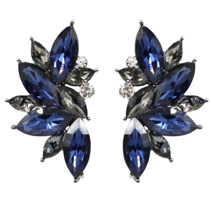 stunning vintage style crystal earrings in navy blue