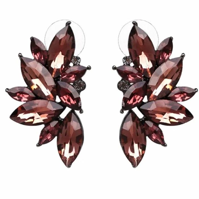 stunning wine coloured crystals vintage style earrings