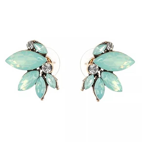 opalescent aqua green petite crystal earrings