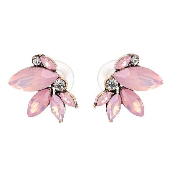 opalescent pink petite crystal earrings