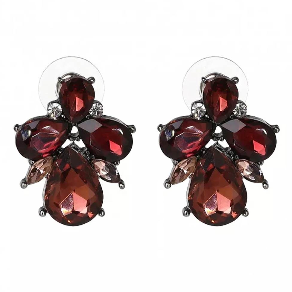 vintage style wine coloured crystal earrings