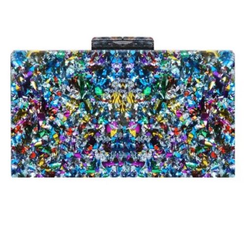 a cool acrylic clutch in royal blue multi metallic glitter for the races and special events