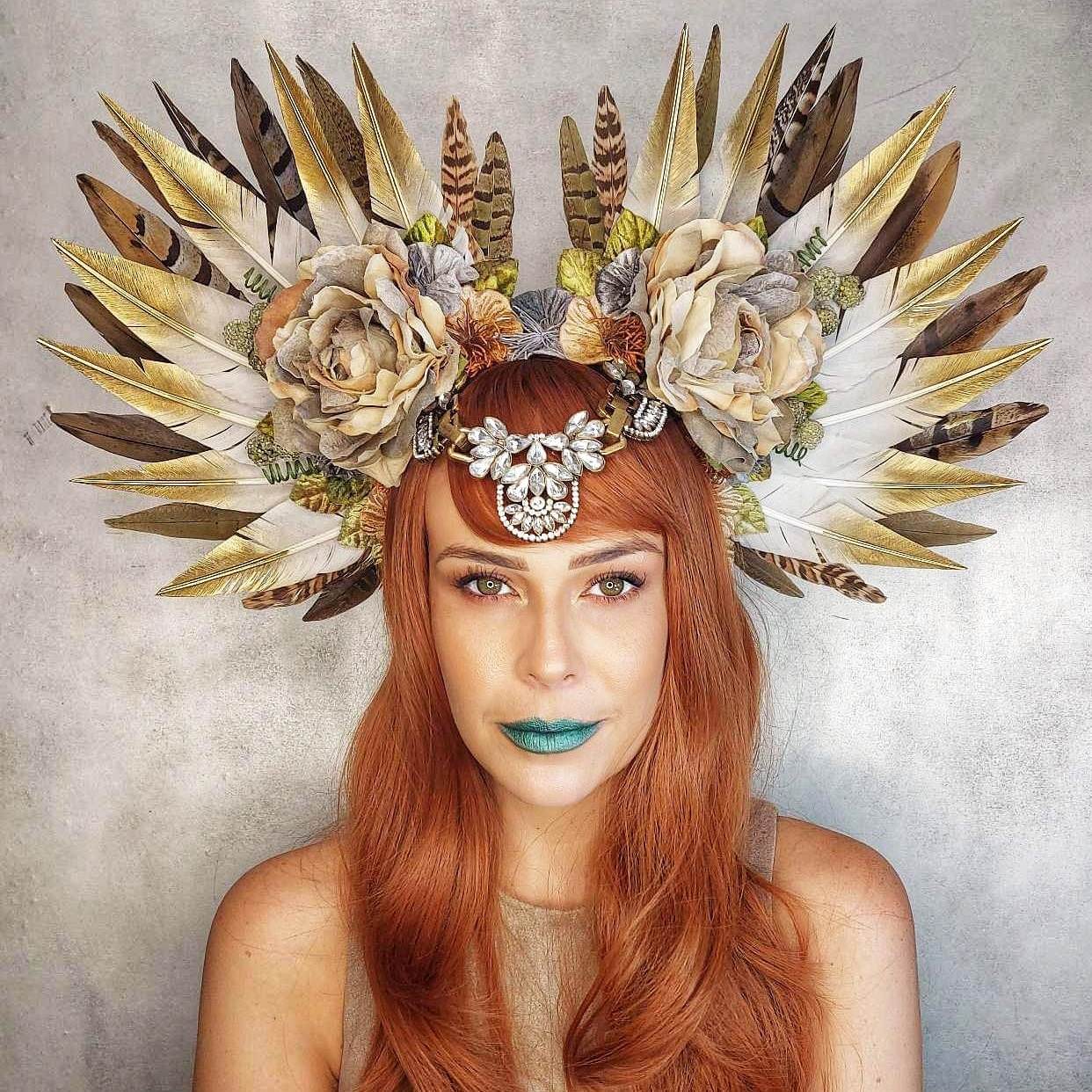 a breathtaking headdress with angel wings for festivals and special events