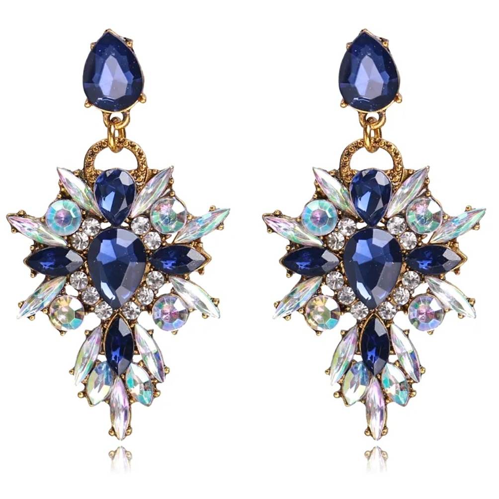 stunning navy blue crystal earrings for special event
