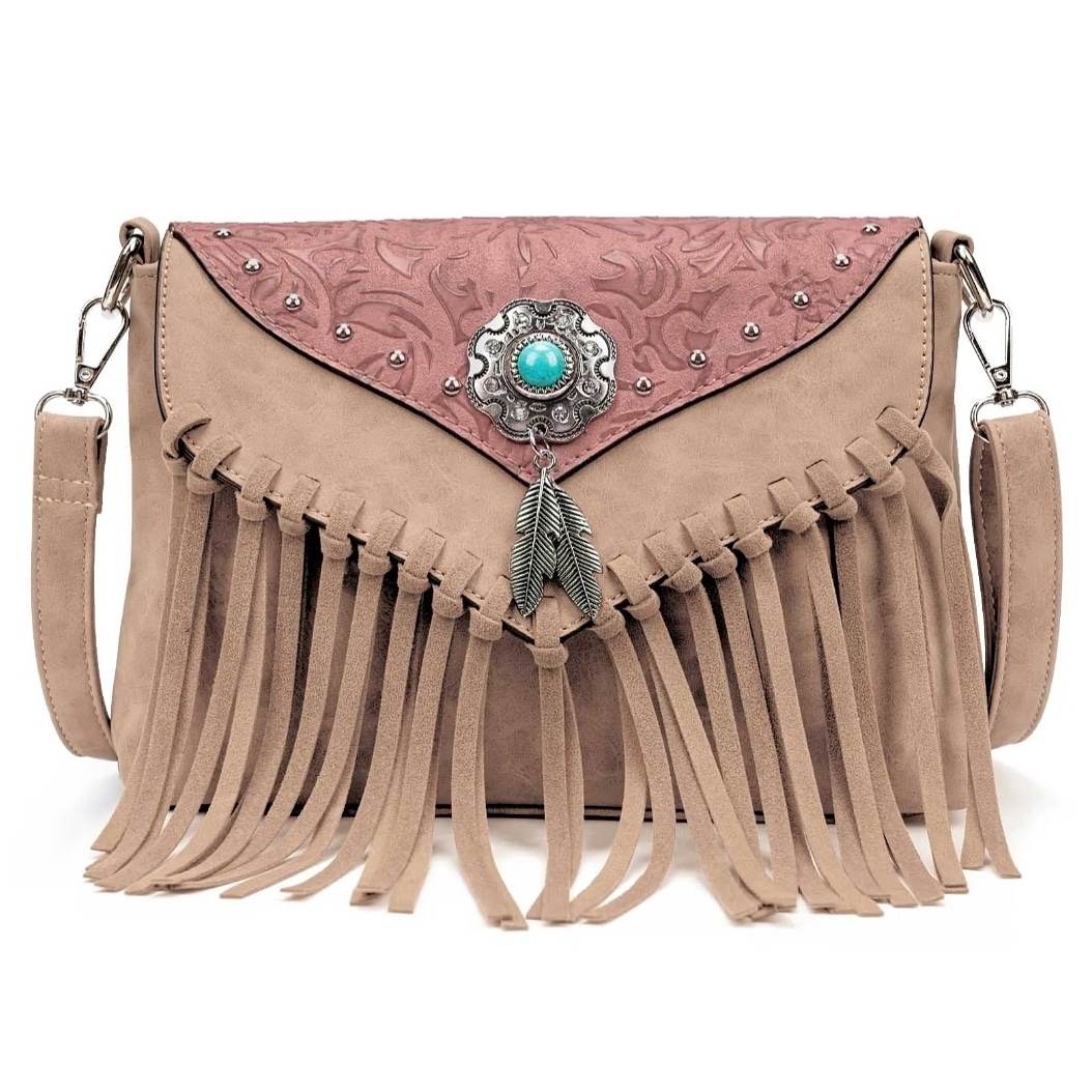 faux suede leather bohemian fringe bag for festival life