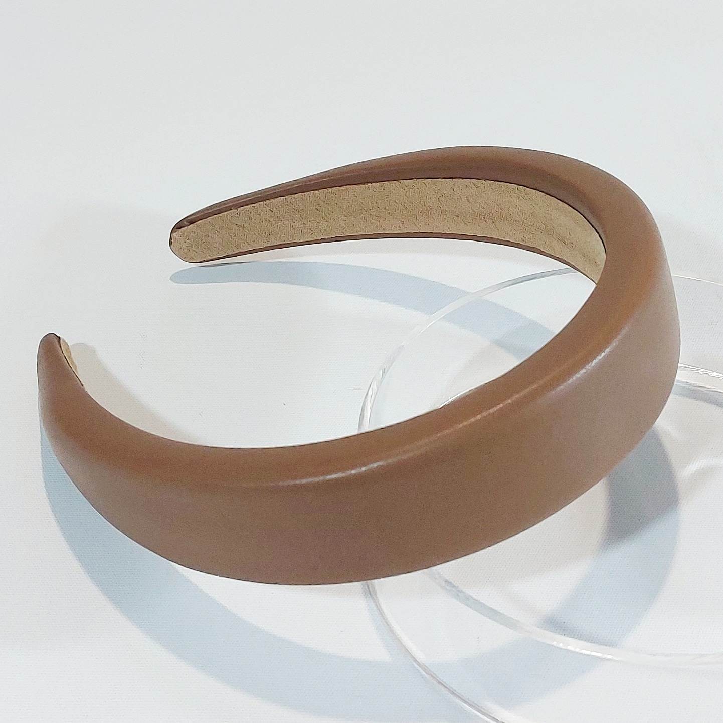 faux leather headband in tan for the winter carnival races
