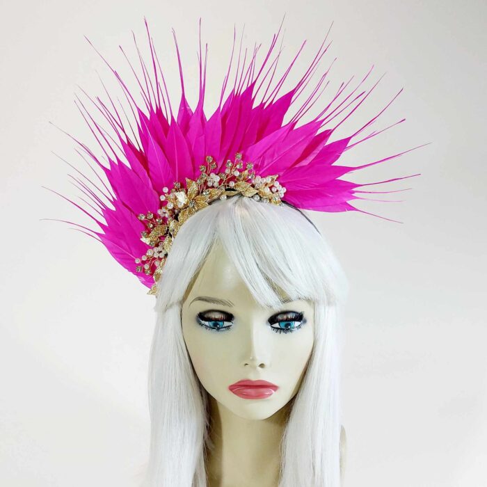 wear this barbie hot pink feather fascinator to the races