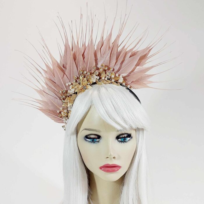 stunning bejeweled feather fascinator for the races