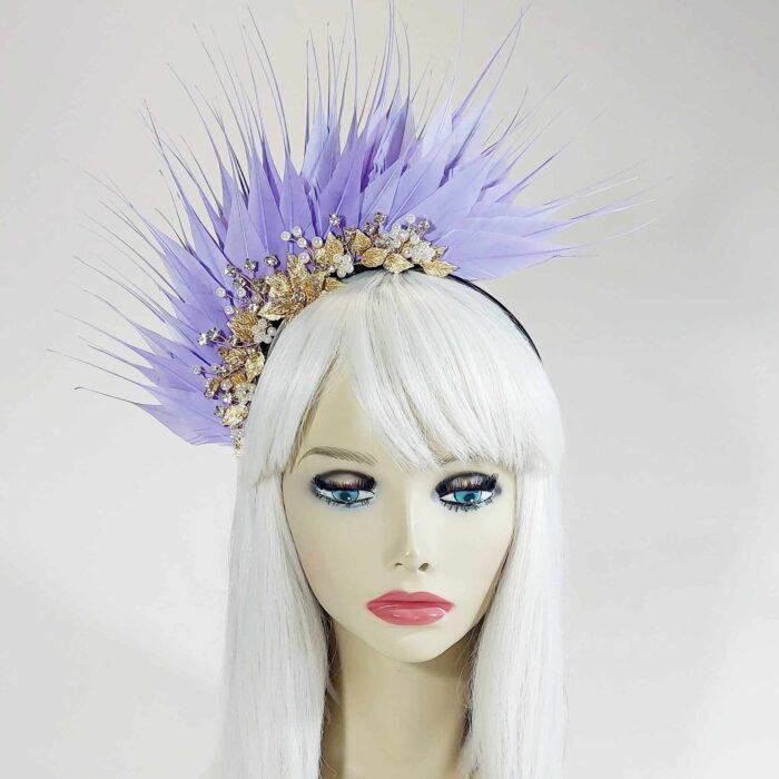 lilac purple feather fascinator for the races