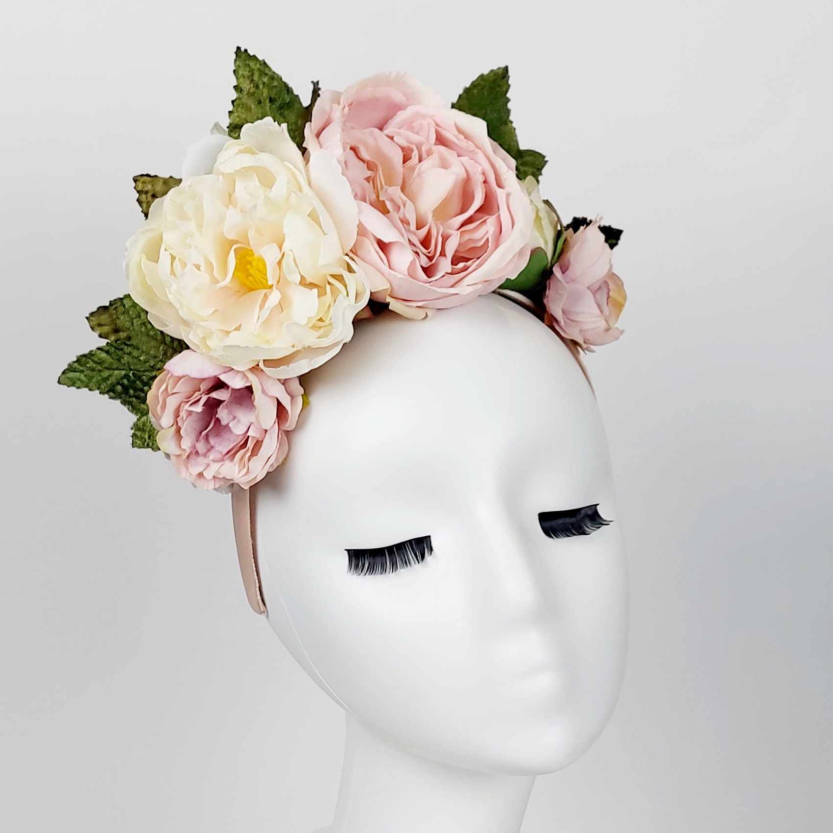 blush pink flower crown to wear to the races and weddings
