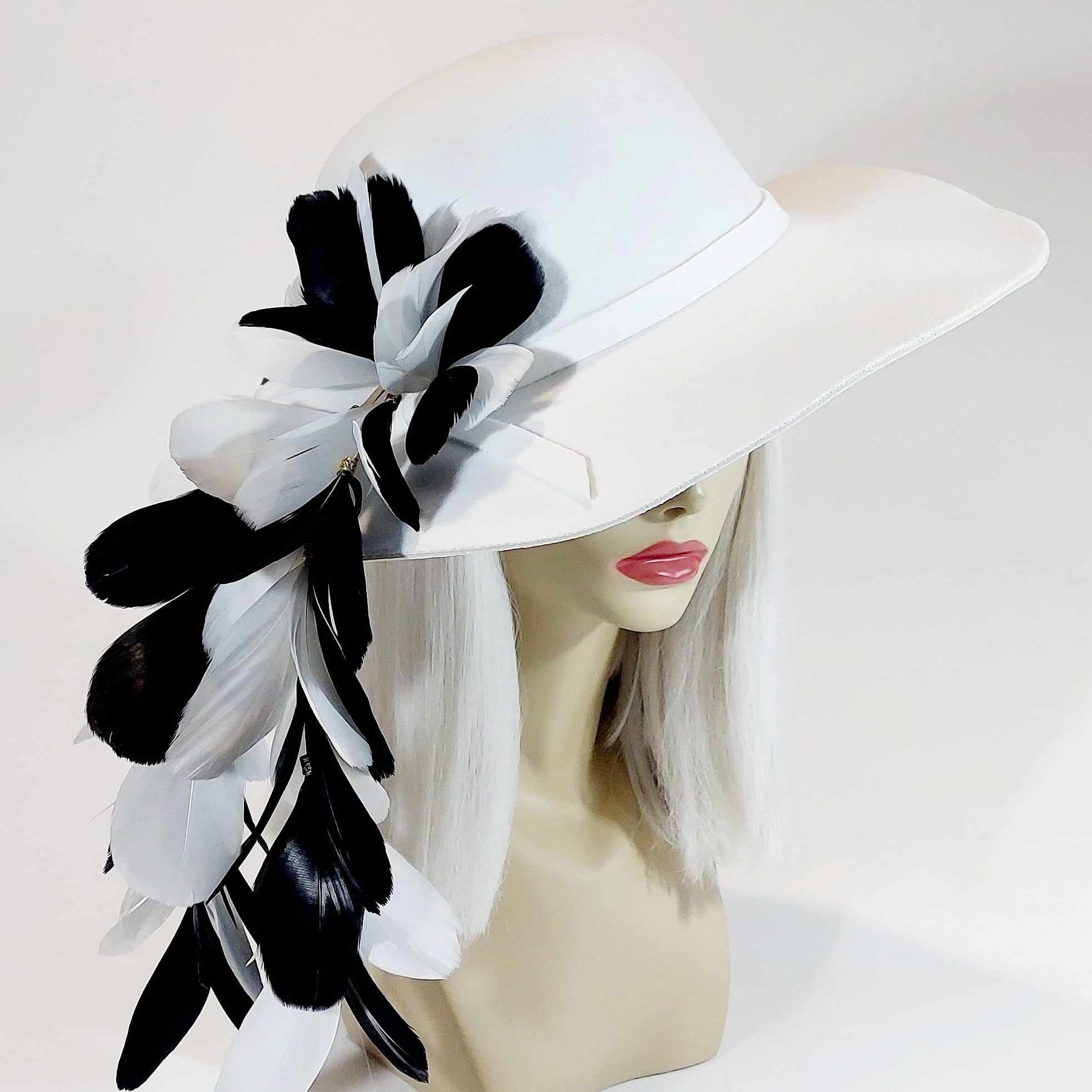 black and white feather hat for derby day