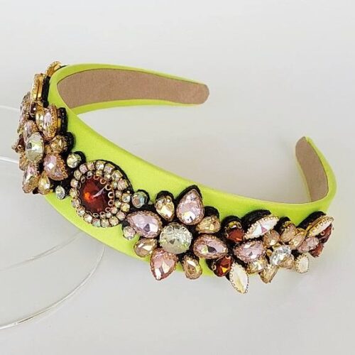 wear jewelled lime green headband to the races