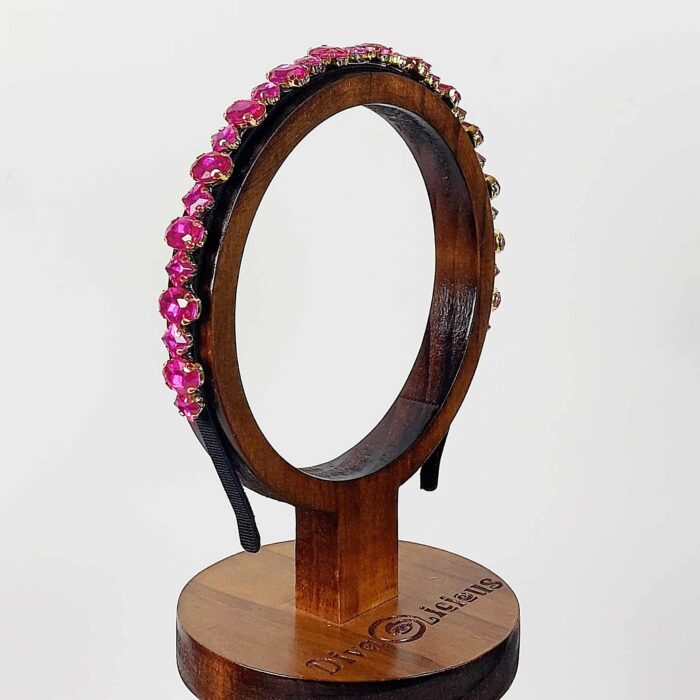 wear hot pink crystal jewelled headband to the races